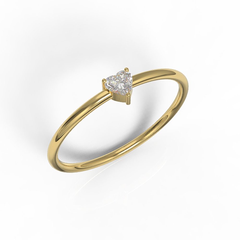 Valentines Yel Gold Simulated Diamond Heart Ring
